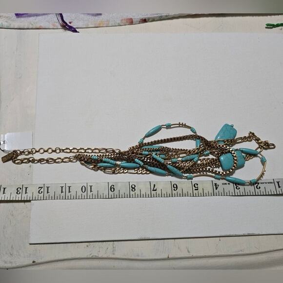 Silpada KR Toes in the Sand Tiered Howlite Turquoise & Brass Necklace 5-Strands - Picture 7 of 7